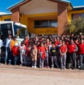 Presentan nuevo camión barredor a niños del Colegio Nuestra Señora del Rosario